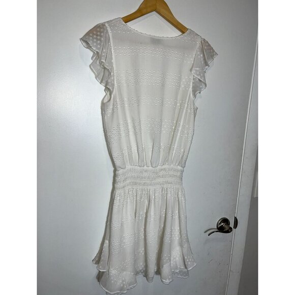 RAMY BROOK Simona White Clip Dot Mini Dress Smocked Bridal Bride Medium ($450) - Picture 6 of 9
